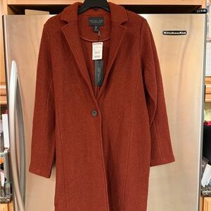 Rachel Zoe Rust Single-Button Wool-Blend Trench Coat